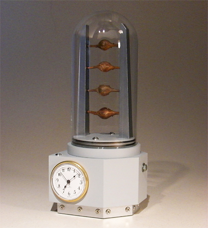 Growths Clock grey clock with domed top full of growths