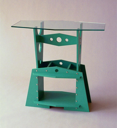 Telephone Table turquoise rectangular table with glass top